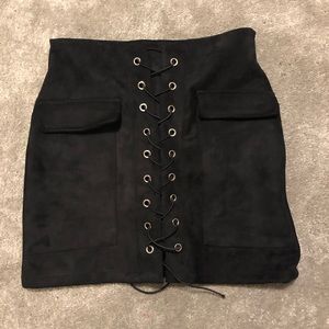 Black suede skirt